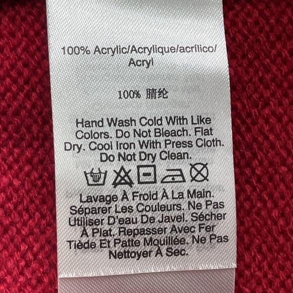 DKNY Womens SM Red White Logo Knit Turtle Neck Sweater Preppy Holiday - Picture 8 of 10